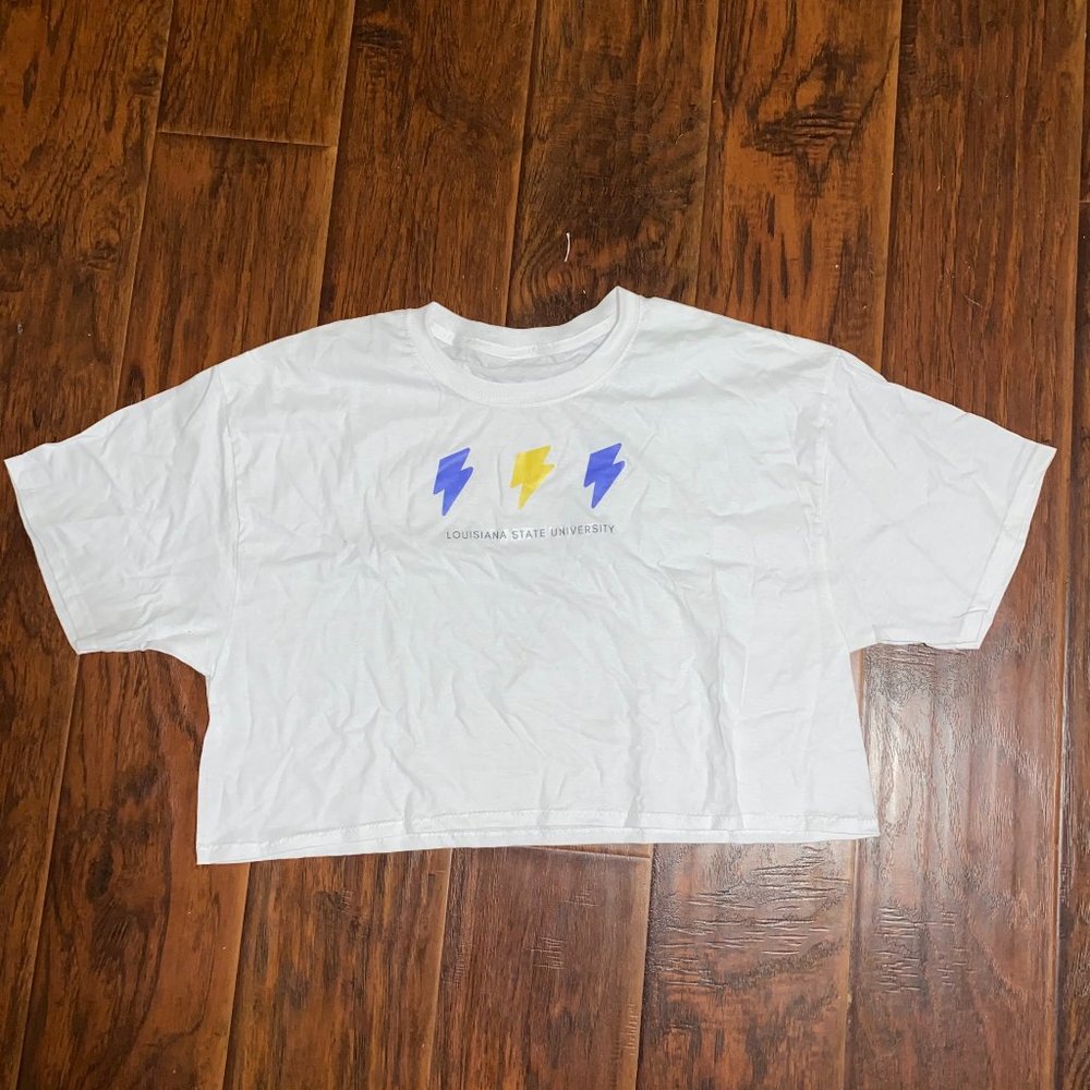 LSU handmade Cropped white graphic t